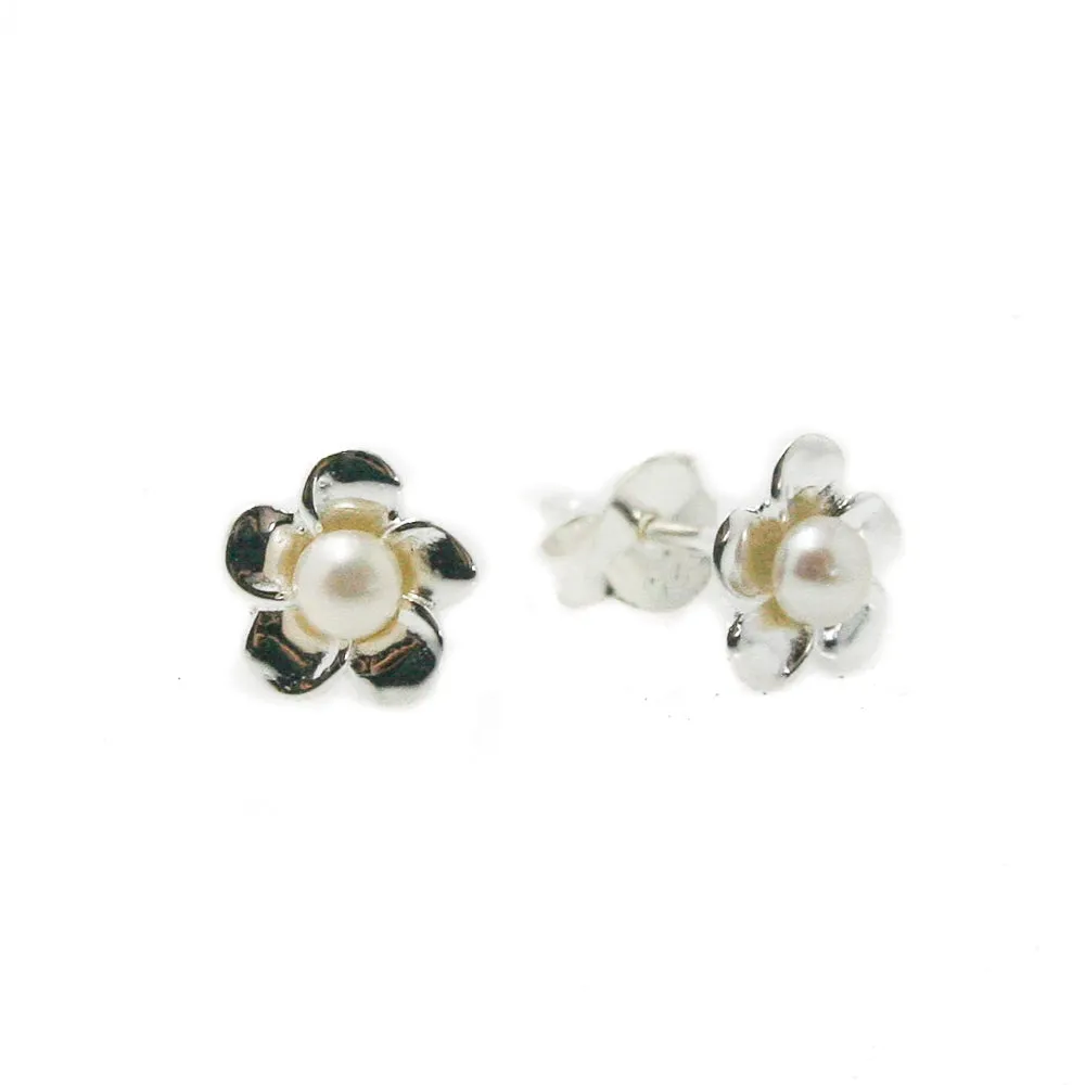 Dainty Frangipani Studs with Pearl