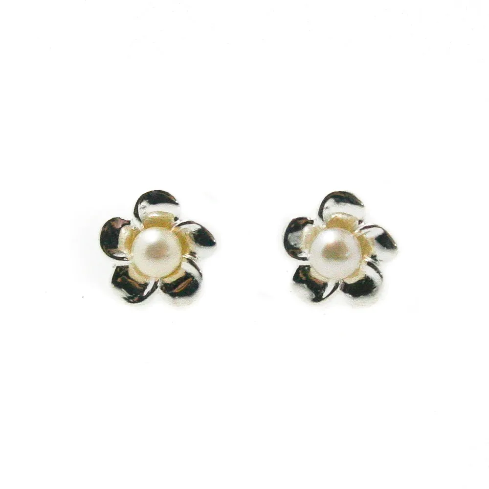 Dainty Frangipani Studs with Pearl