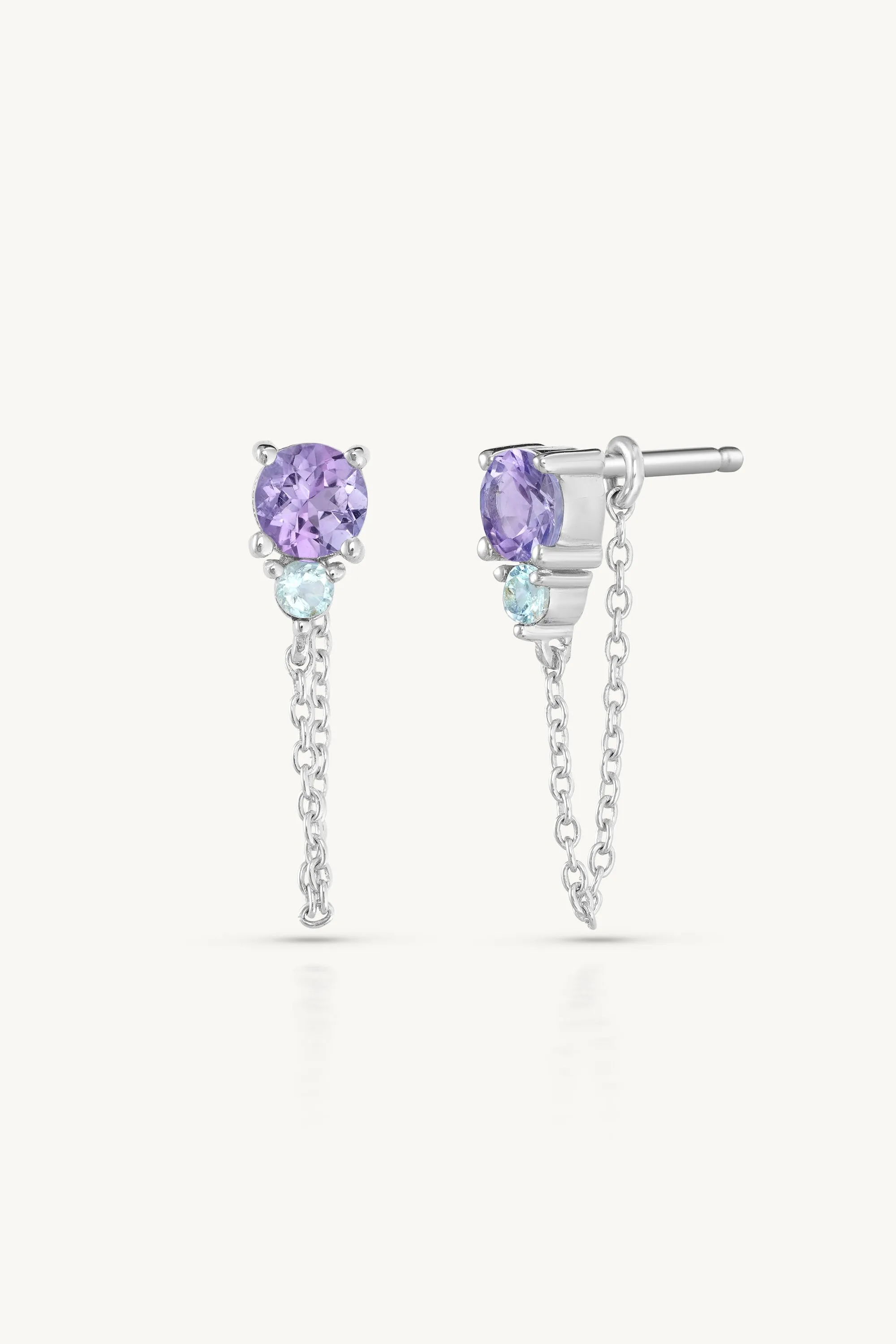 December Ombre Tanzanite Birthstone Silver Stud