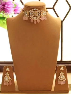 Diamond Shaped Kundan Choker Necklace Set