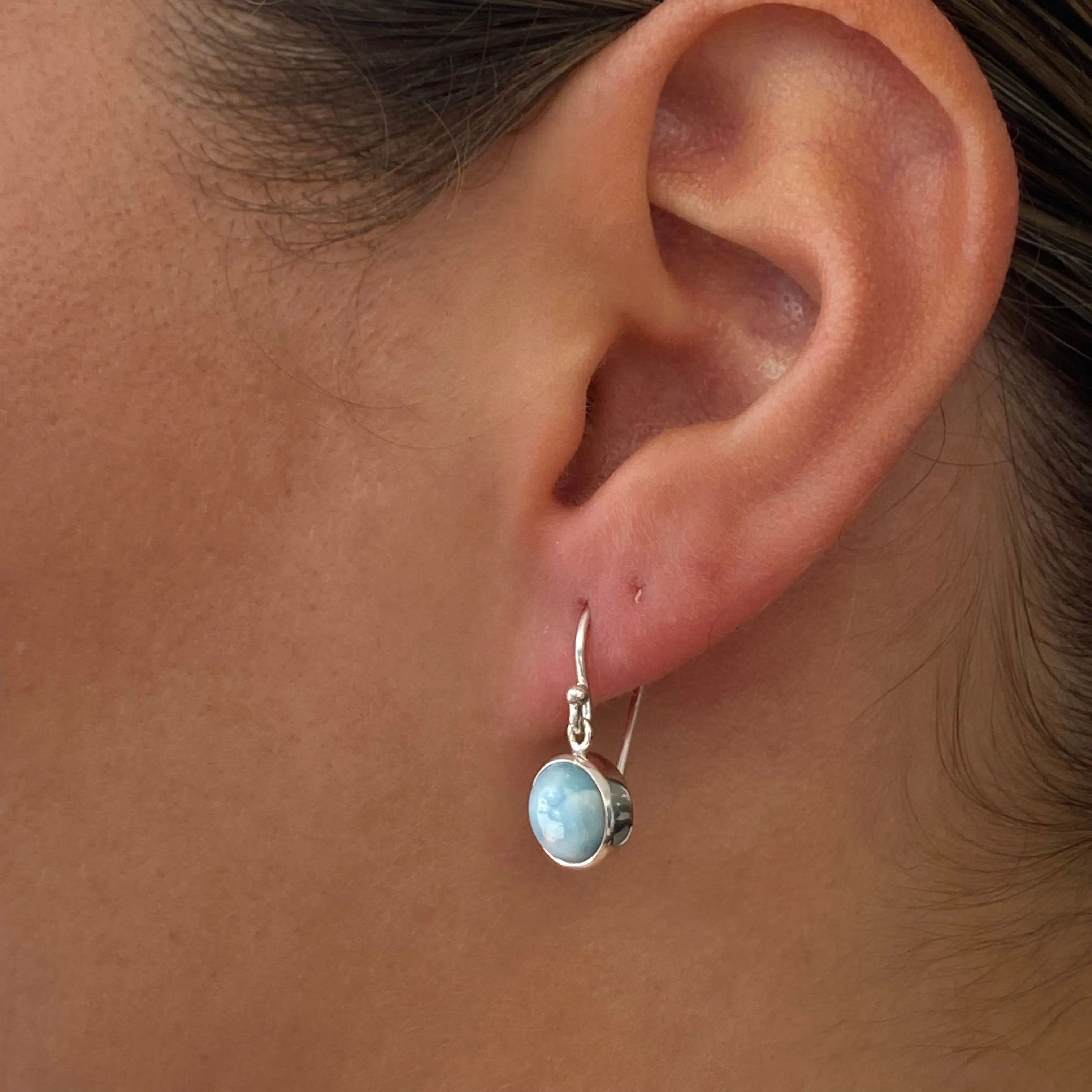 Dreamwave Round Larimar Hook Earrings