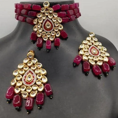 Drop Meena Kundan Pendant Choker Set