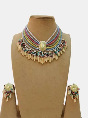 Elegant Handcrafted Bridal Kundan Necklace Set