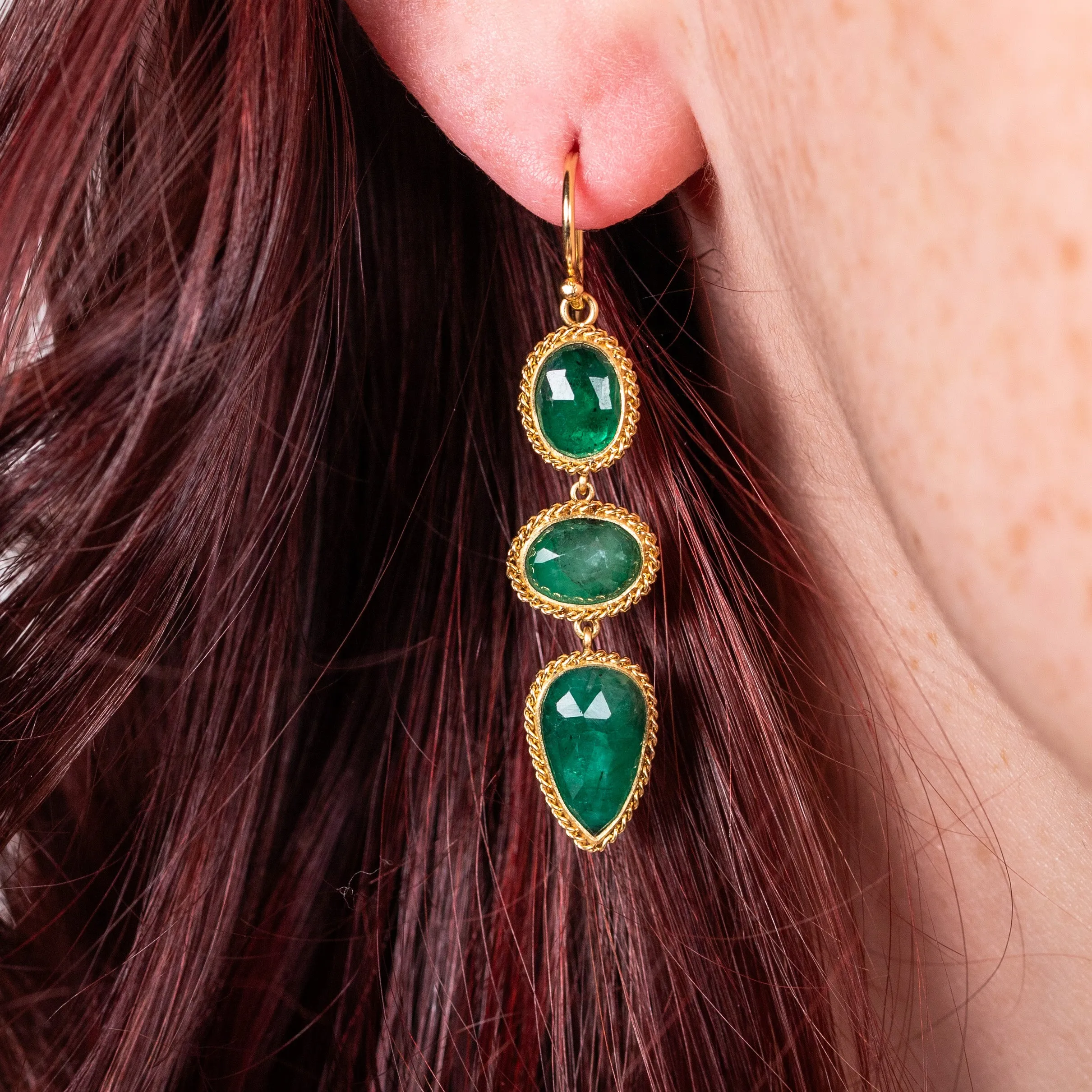 Emerald Trio Earrings