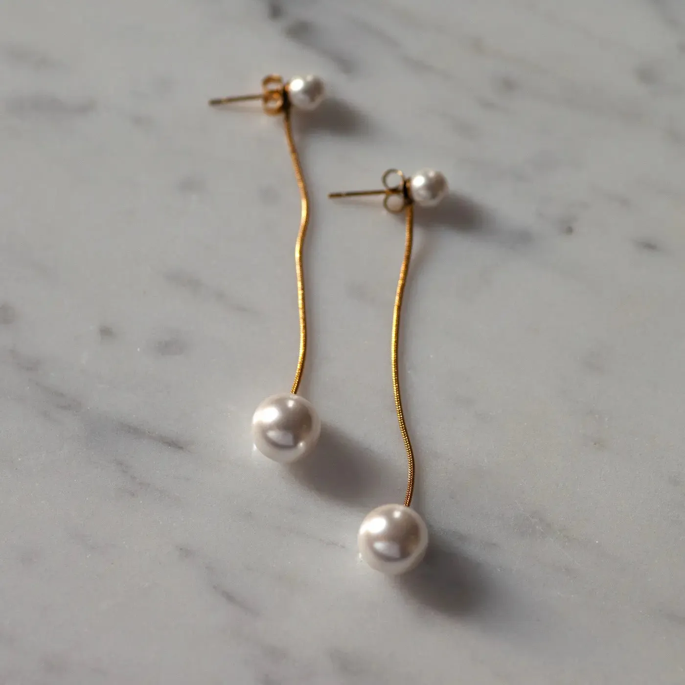 Estelle - Pearl Chain Earrings Stainless Steel