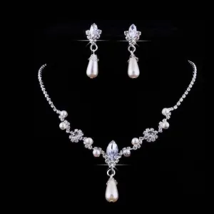 Fashion Alloy Necklaces Earrings Rhinestone Wedding Rhinestone Bridal Jewelry Sets Wholesale Jewellery For Women