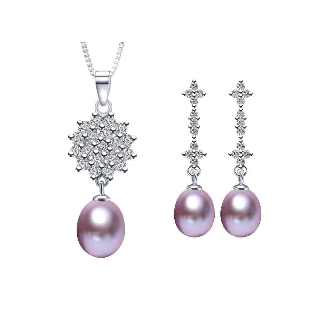 Fashion Jewelry Sets For Women High quality 925 sterling silver jewelry white/black/pink/purple