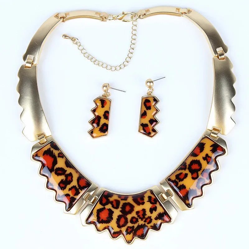 Fashion Jewelry Sets Leopard Resin colors Gold/Silver Plated High Quality Party Gifts New Arrival