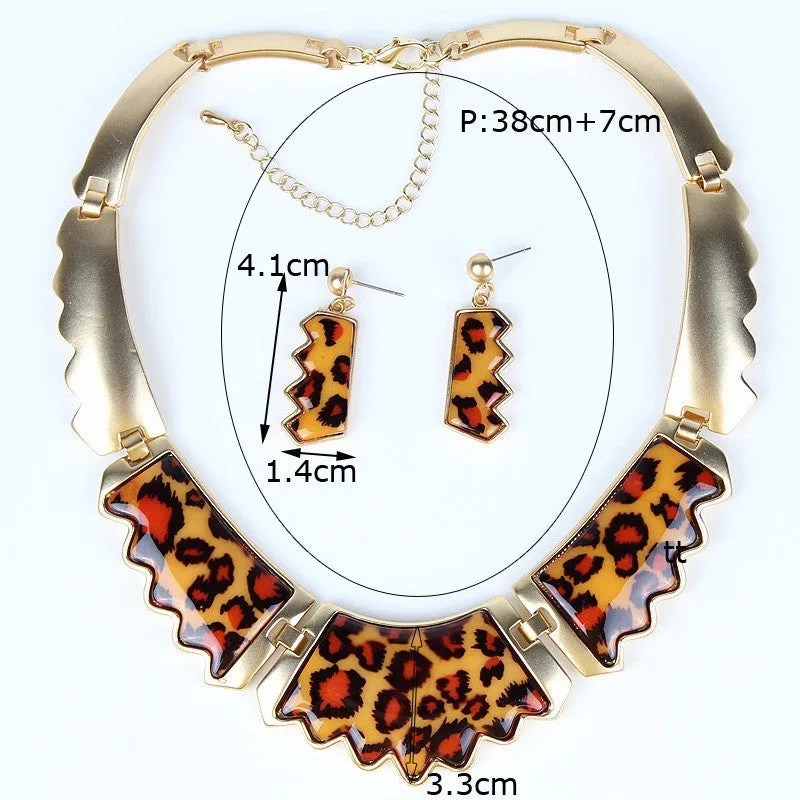 Fashion Jewelry Sets Leopard Resin colors Gold/Silver Plated High Quality Party Gifts New Arrival