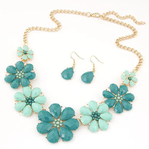 Fashion Jewerly Sets for Women Accessories Vintage Flower Necklace and Earrings Sets Parure Bijoux Femme Statement Collares