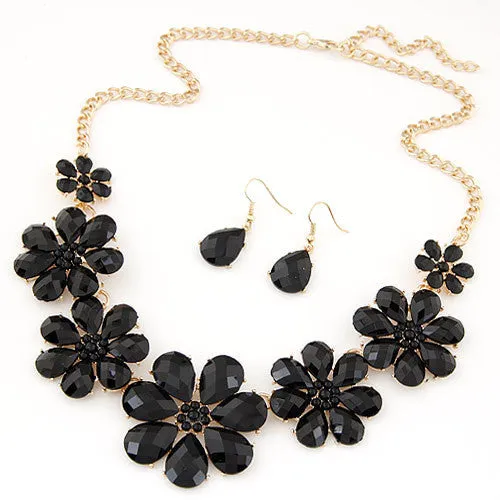 Fashion Jewerly Sets for Women Accessories Vintage Flower Necklace and Earrings Sets Parure Bijoux Femme Statement Collares