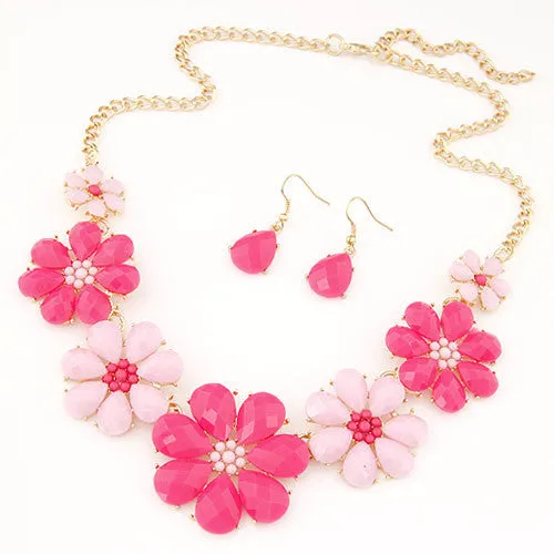 Fashion Jewerly Sets for Women Accessories Vintage Flower Necklace and Earrings Sets Parure Bijoux Femme Statement Collares