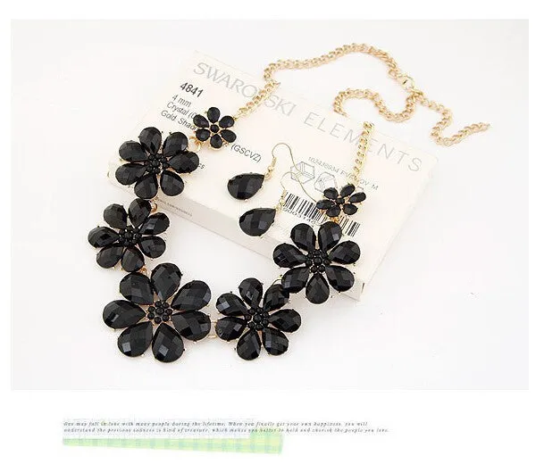 Fashion Jewerly Sets for Women Accessories Vintage Flower Necklace and Earrings Sets Parure Bijoux Femme Statement Collares