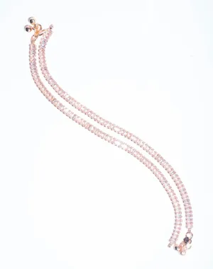 Femi Crystal Rose Gold Anklets Set Of Two Designer Indian Handmade Anklets by Jaipur Rose