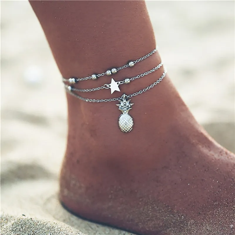 Flytonn  Boho Multilayer Beads Anklets For Women Multiple Styles Vintage Beach Rope Ankle Bracelet on Leg Summer Foot Jewelry