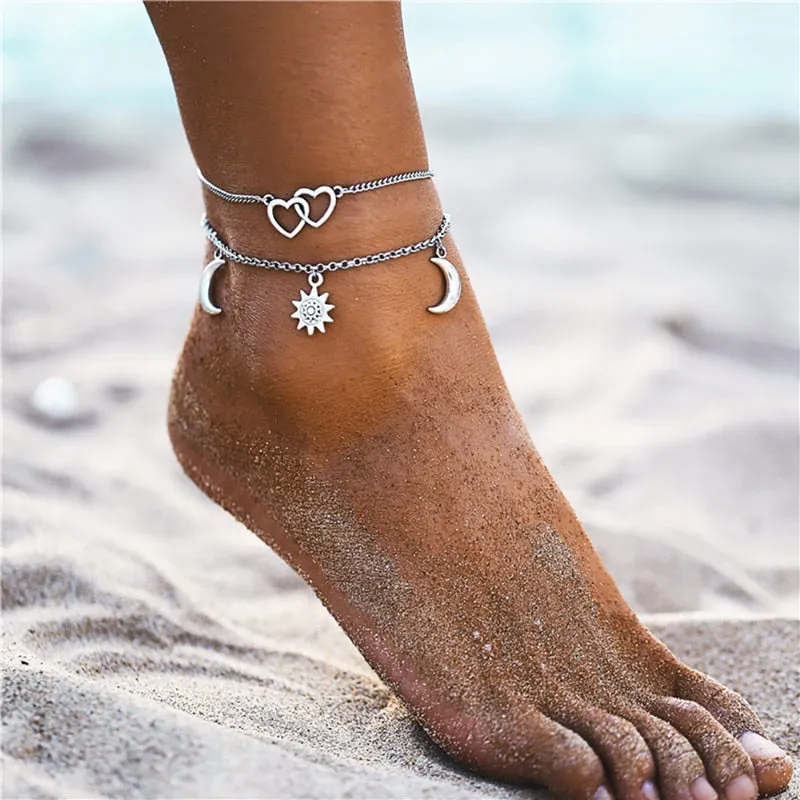 Flytonn  Boho Multilayer Beads Anklets For Women Multiple Styles Vintage Beach Rope Ankle Bracelet on Leg Summer Foot Jewelry