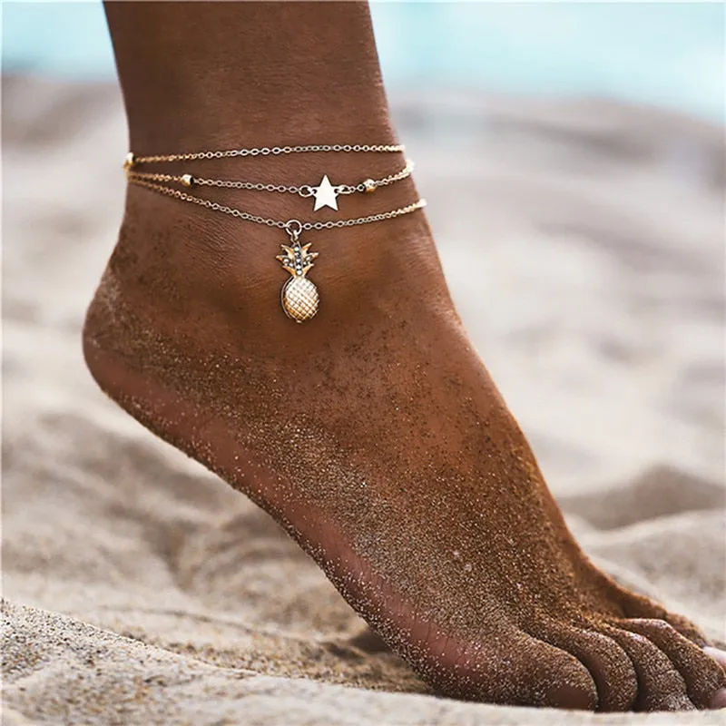 Flytonn  Boho Multilayer Beads Anklets For Women Multiple Styles Vintage Beach Rope Ankle Bracelet on Leg Summer Foot Jewelry