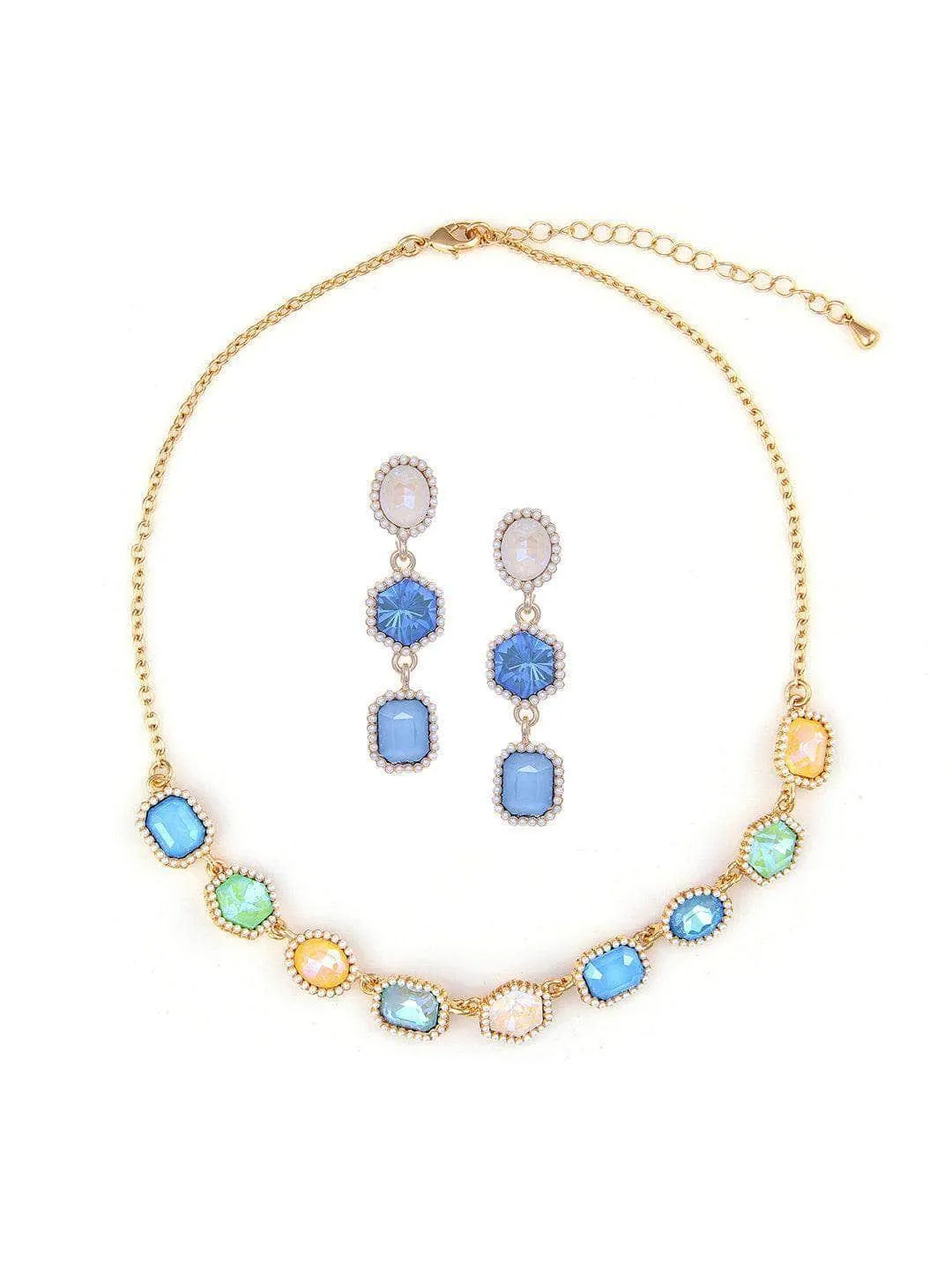 Geometric Drop Necklace Set Sea Side