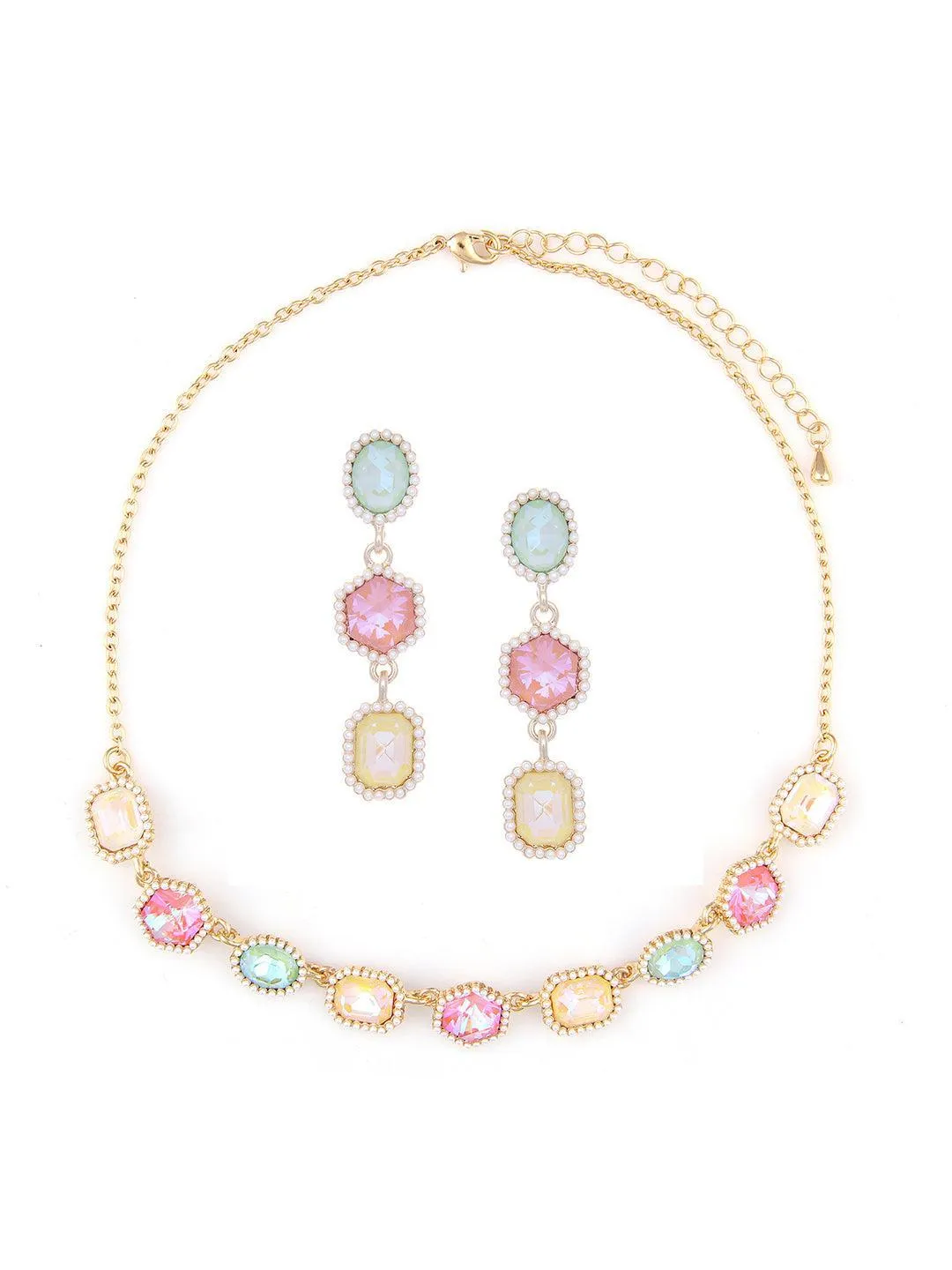 Geometric Drop Necklace Set Sea Side