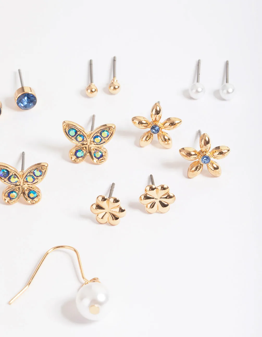 Gold Butterfly Garden Earrings 8-Pack