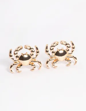 Gold Crab Stud Earrings