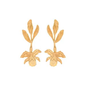 Gold Orchid Earrings