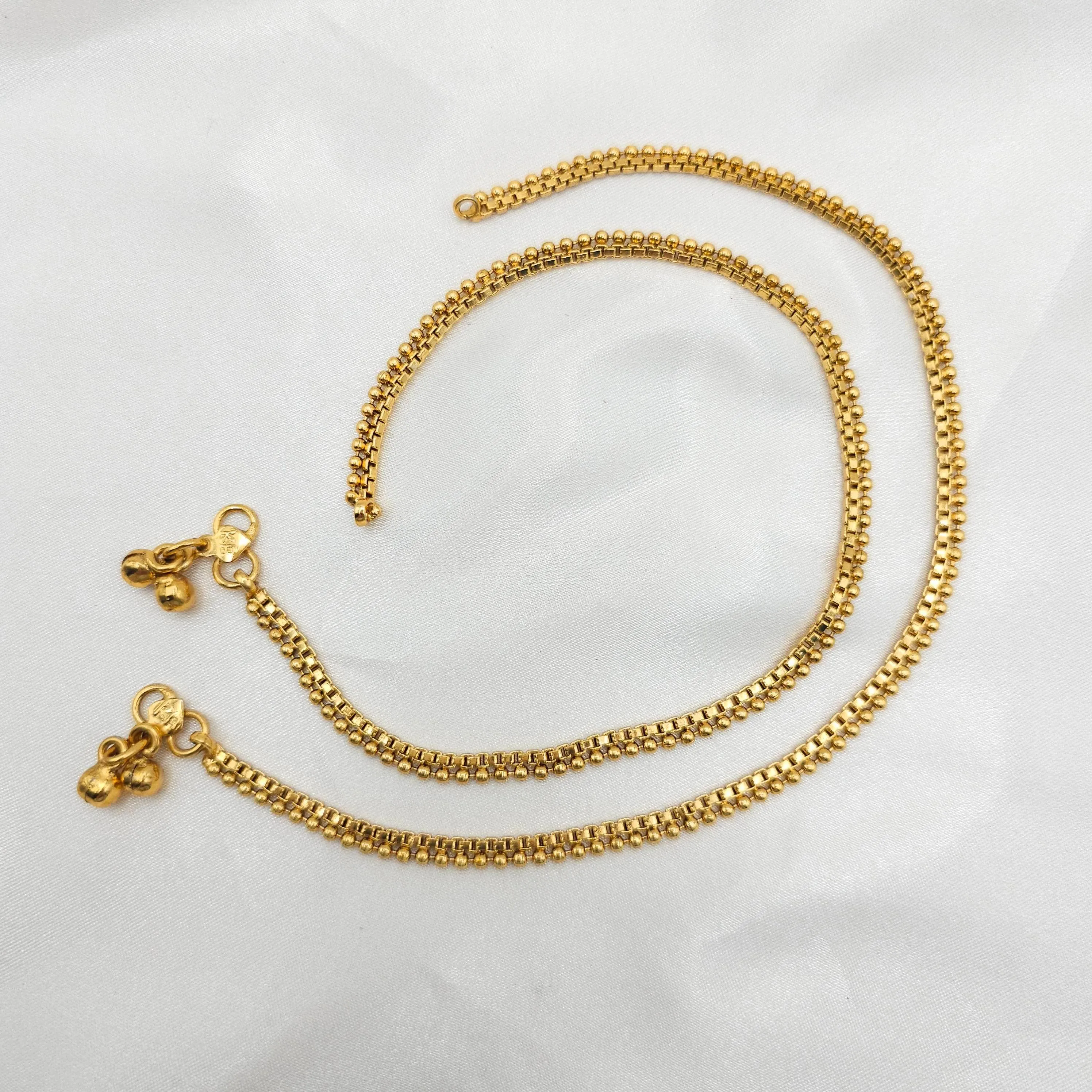 Gold Plated Beaded Chain Anklets