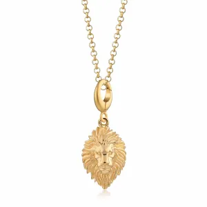 Gold Plated Lion Head Zodiac Necklace