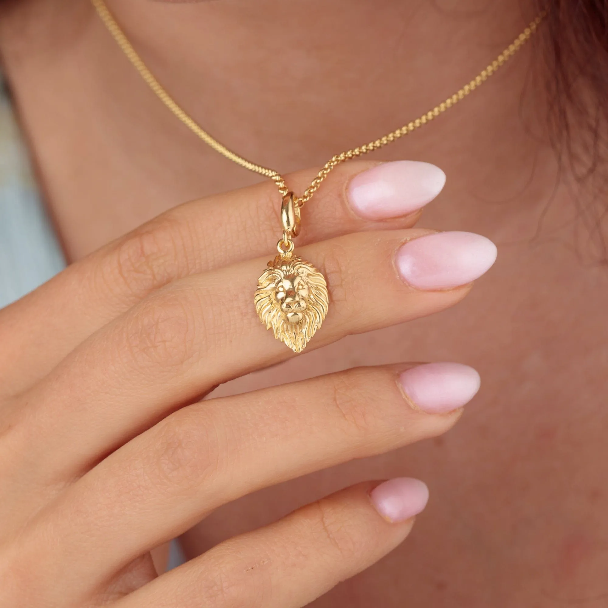 Gold Plated Lion Head Zodiac Necklace