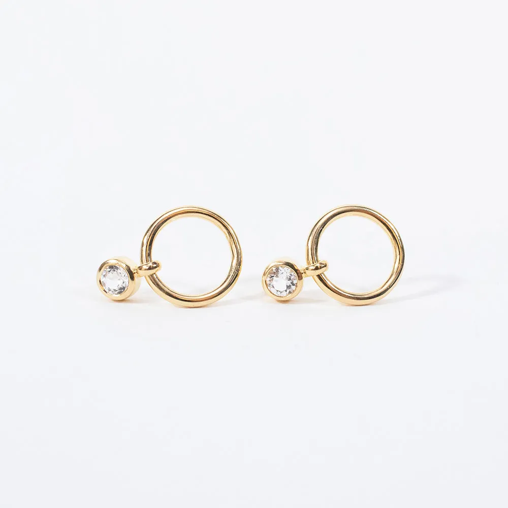 Gold Vermeil Door Knocker White Topaz Studs