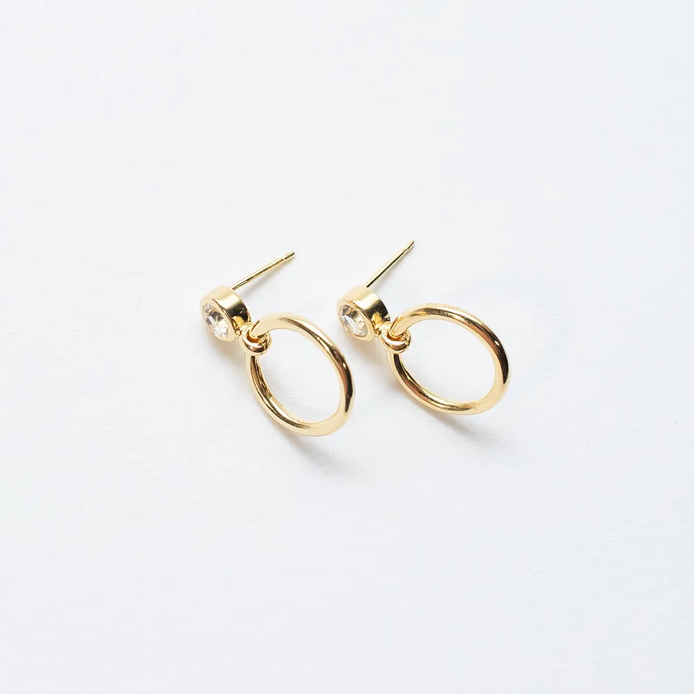 Gold Vermeil Door Knocker White Topaz Studs