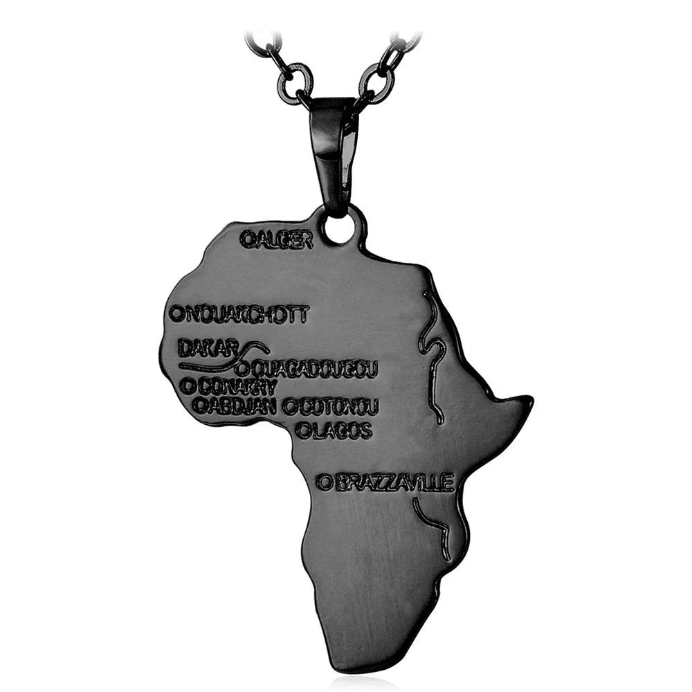 Hiphop Africa Pendant Gold Plated Trendy Women African Map Pendant Necklace Men Jewelry