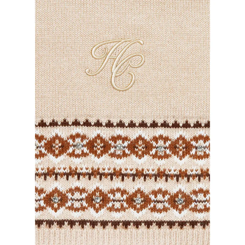 Holland Cooper Jennifer Fairisle Ladies Scarf - Light Camel