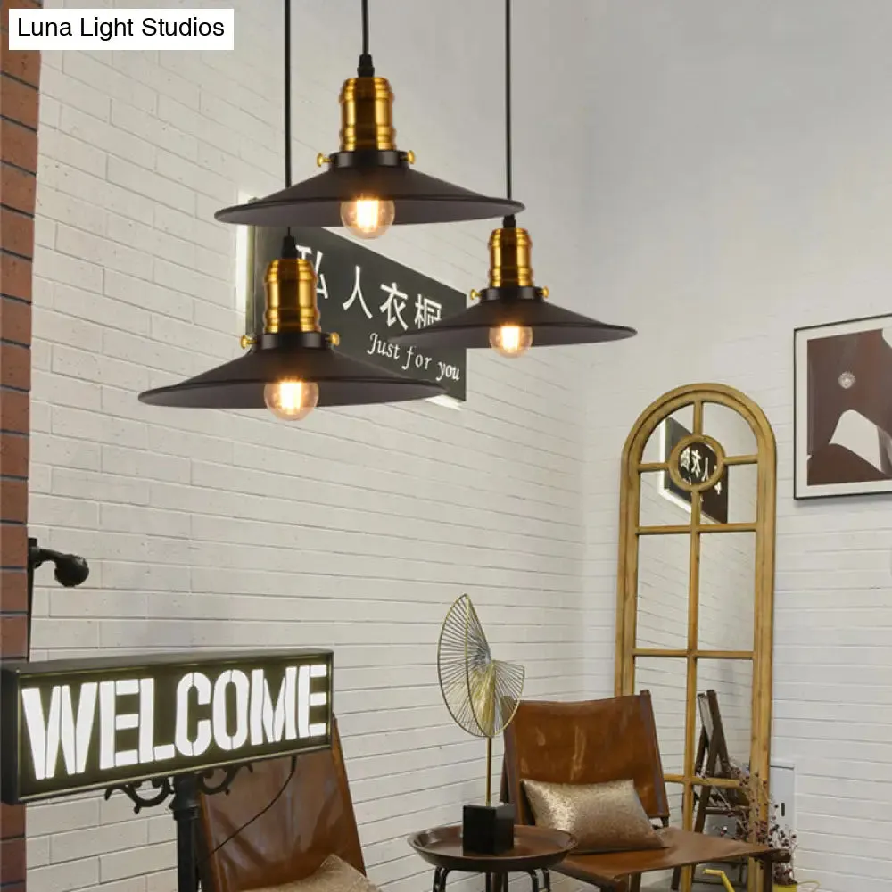 Industrial Black Flared Single Bulb Metal Pendant Light - 8.5"/10"/12" Wide - Stylish Dining Room Hanging Lamp