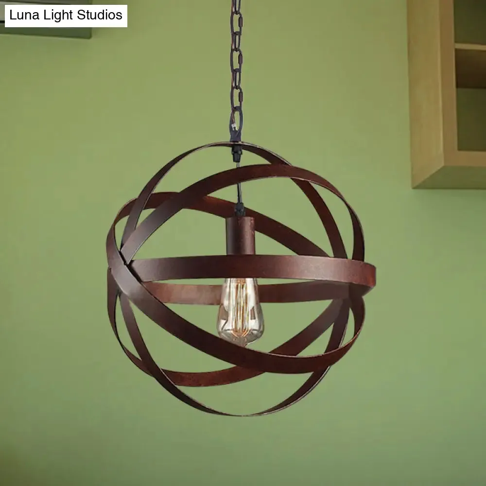 Industrial Weathered Copper Pendant Light - Vintage Metal Hanging Lamp with 1 Bulb for Living Room