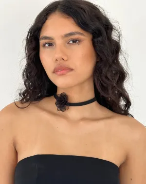 Jada Black Rose Choker Necklace by Gemini Jewels