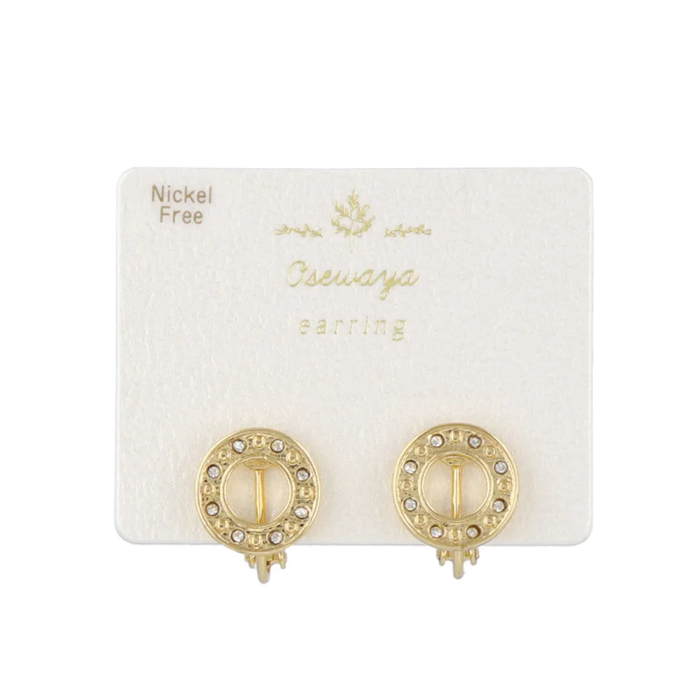 Jeweled Circle Clip On Earrings