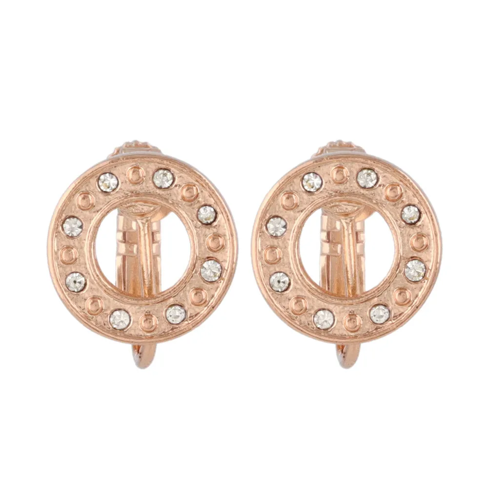 Jeweled Circle Clip On Earrings