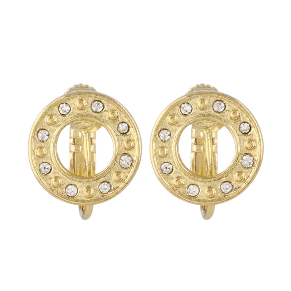 Jeweled Circle Clip On Earrings