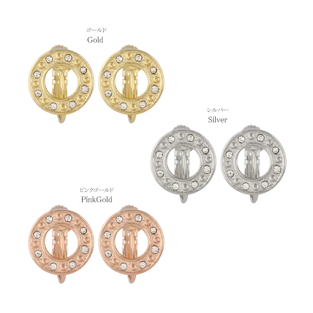 Jeweled Circle Clip On Earrings