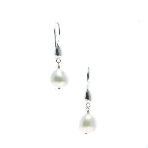 Keshi Pearl Hook Earrings White