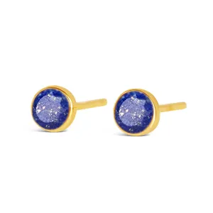 Lapis Lazuli Mini Stud Earrings Gold September Birthstone