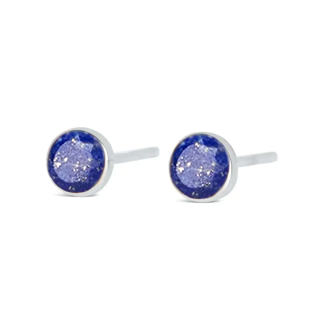 Lapis Lazuli Mini Stud Earrings Silver September Birthstone