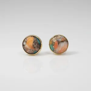 Leslie Francesca - Mohave Turquoise Shell Studs (Blue/Orange)