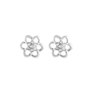 Lila Jewellery Flower Rhodium Stud Earrings