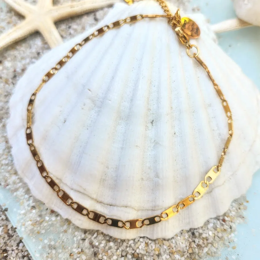 LINKED SILVER OR GOLD - WATERPROOF BEACH BOHO ANKLET