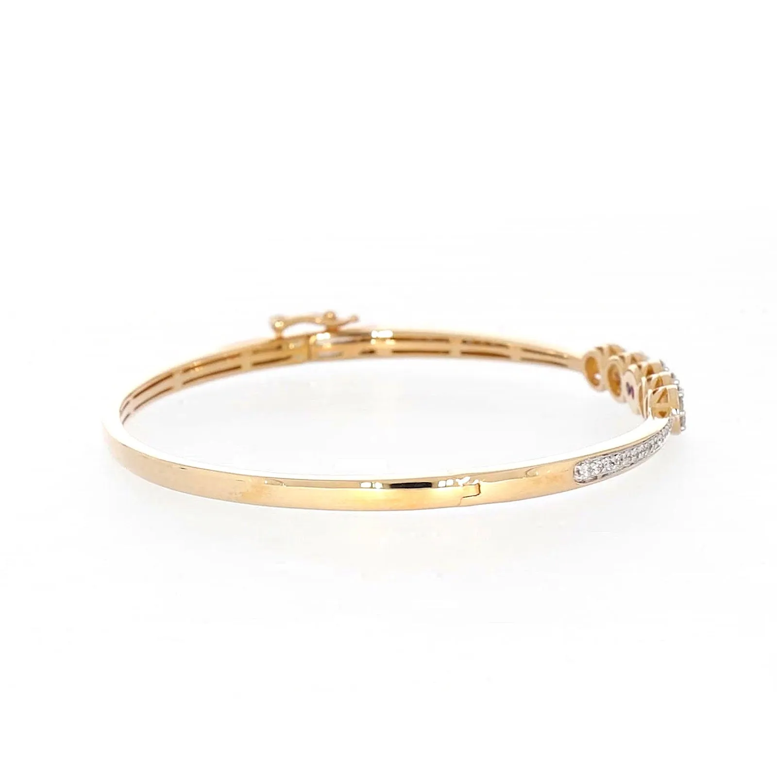 London 9ct Yellow Gold Round Brilliant Cut 1 CARAT tw of Diamonds Bangle