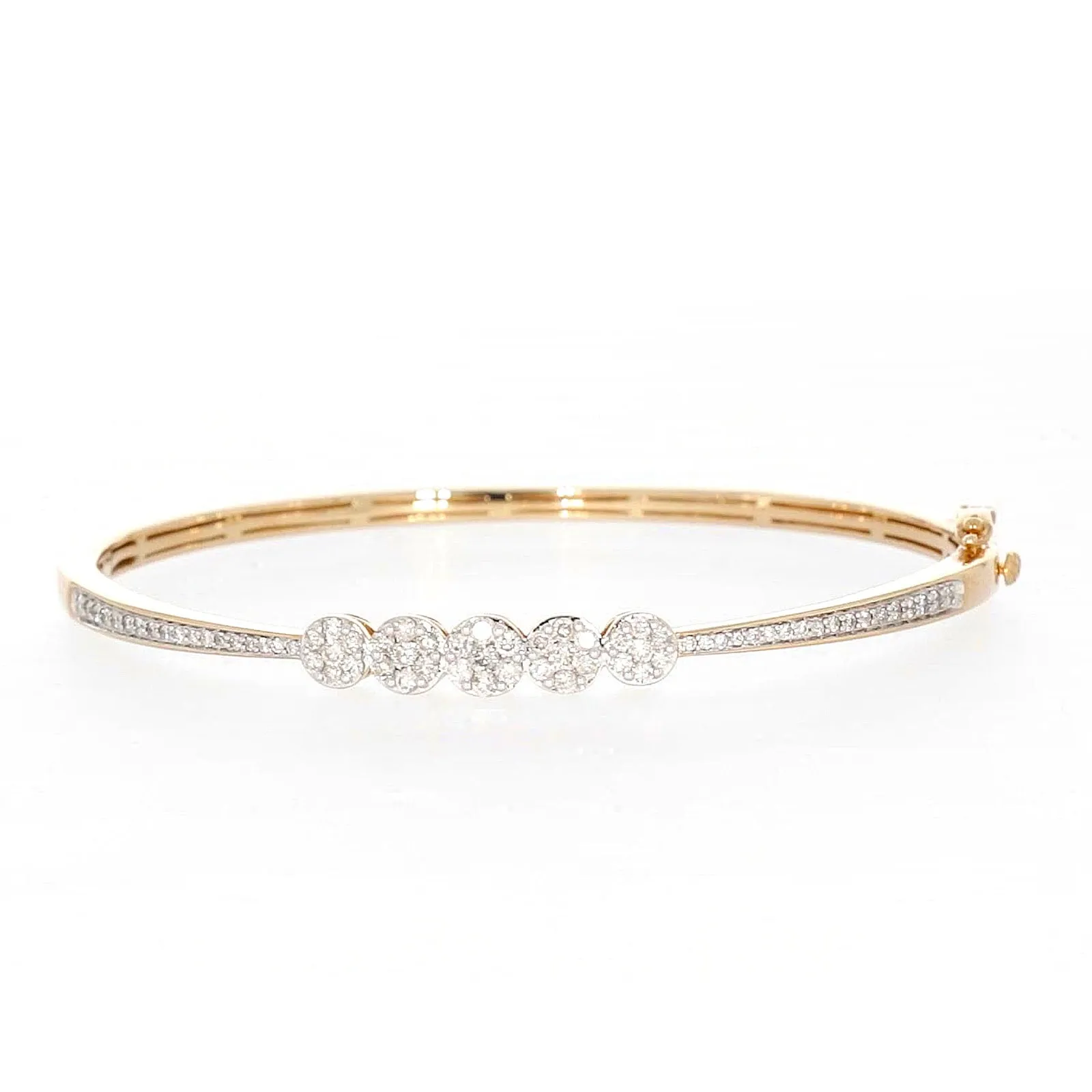 London 9ct Yellow Gold Round Brilliant Cut 1 CARAT tw of Diamonds Bangle