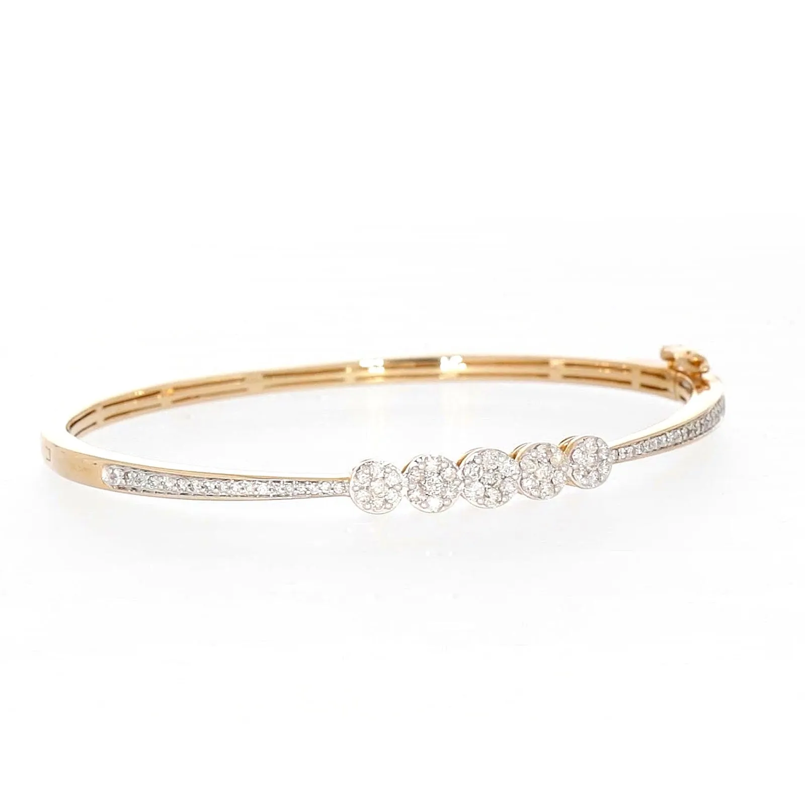 London 9ct Yellow Gold Round Brilliant Cut 1 CARAT tw of Diamonds Bangle