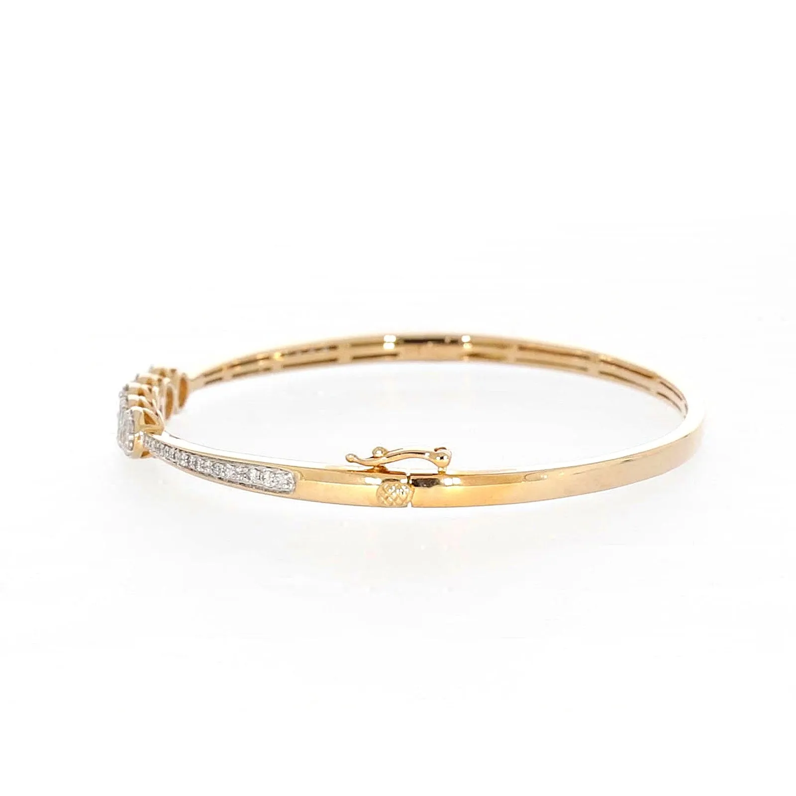 London 9ct Yellow Gold Round Brilliant Cut 1 CARAT tw of Diamonds Bangle